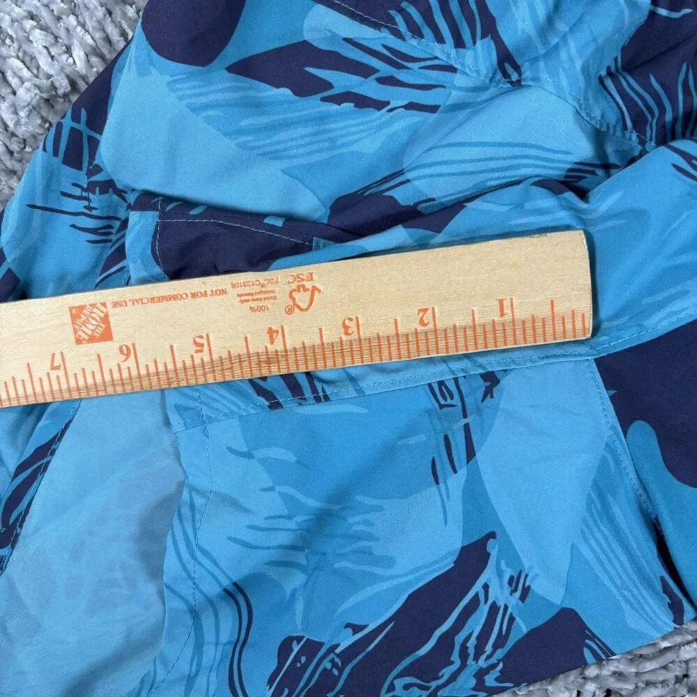 Warrior Hybrid Shorts Mens XL Blue Floral Elastic Waist Drawstring Beach Summer